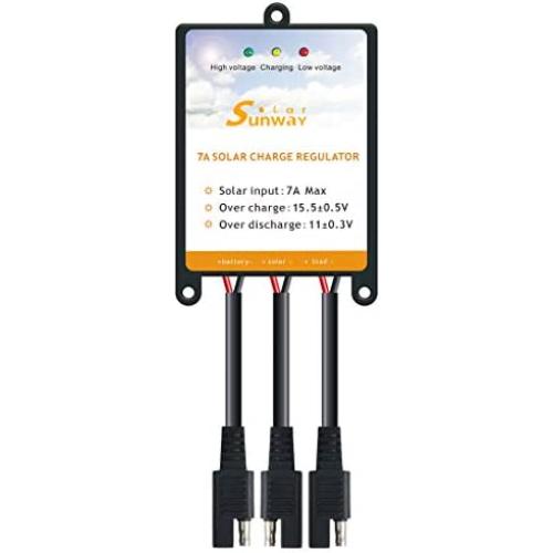Sunway Solar Panels Charge Controller 12V Battery Regulator 7A for Safe Protection of 12Volt Solar Power Battery Charger, Solar Trickle Charger & Maintainer and Solar Powered System Kit