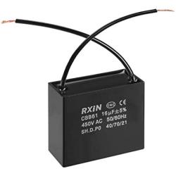 uxcell Ceiling Fan Capacitor CBB61 16uF 450V AC 2 Wires Metalized Polypropylene Film Capacitors 58x28x50mm for Water Pump Motor Generator