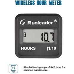 Runleader Digital Wireless Inductive Hour Meter, Mini Size Run Time Meter Waterproof Design for Chainsaw Generator Lawn Mower Motorcycle Dirt Bike Outboard and Other Gas Engine