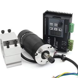 RATTMMOTOR CNC Spindle Motor Kit Brushless 400W Air Cooled Spindle Motor ER8 12000RPM+600W Brushless Spindle Motor Driver Controller+55mm Spindle Mount Bracket for Mini CNC Router Engraving Machine