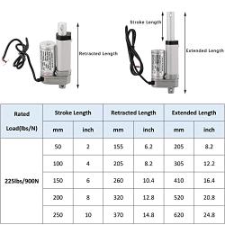 MYFULLY Electric Stroke Linear Actuator | DC 12V Heavy Duty 2 Linear Actuator Motor with Mounting Bracket 900N(225lbs) Max. Lift 10mm/s for Auto Car RV Electric Door Opener (50MM Stroke Length, 1)