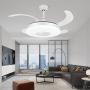 HOREVO Fandelier Retractable Blades Ceiling Fans with Lights and Bluetooth Speaker 42 Inch Invisible Chandelier Fan Color Changing Dimmable 36W Hidden Ceiling Fan with Lights with Remote