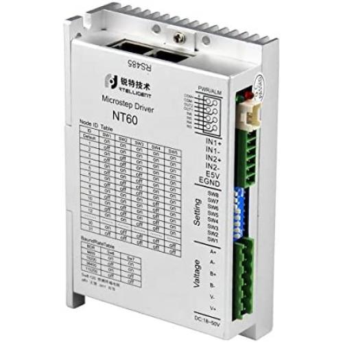 RTELLIGENT RS485 Modbus/RTU Protocol Stepper Driver 2 Phase 5A 24-50V Digital Control Nema 23/24 for 3C Equipment/CNC Machine (NT60)