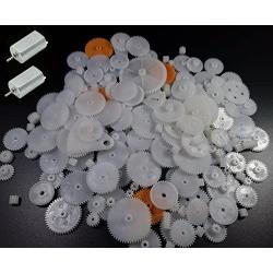 200pcs 0.5 Mold Plastic Motor Gears Small Set Plastic Crown Gear Single Double Reduction Gear Worm Gear Electric Motor