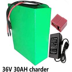 Jieoto 36V 30Ah Electric Bicycle Lithium Battery, E-Bike Lithium Battery Pack with BMS and Charger, for 350W 500W 800W Electric Bicycle/Scooter Motor