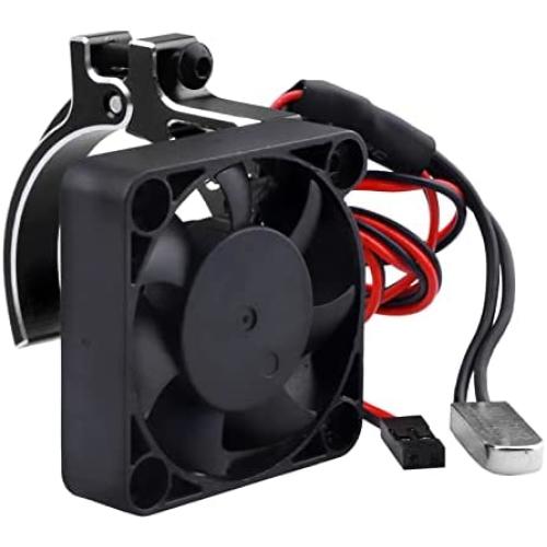 AllinRC Aluminum Heat Sink Cooling Fan with Thermal Sensor Clamp Heatsink for 42mm Diameter Motors fit 4268 4274 Brushless Motor (Black)