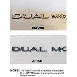 Custom Cut Graphics Dual Motor Badge Wrap for Tesla Model 3/S/X/Y, 2-pc Set (Gloss Black)