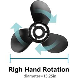 Qiclear 13 1/4 x17 | 48-77344A45 Upgrade OEM Aluminum Outboard Propeller fit Mercury Motos 60 75 90 100 115 hp,15 Spline Tooth. Hub Kits Included,13.25 x 17 p, RH
