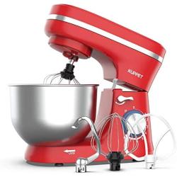 KUPPET Stand Mixer, 8-Speed Tilt-Head Electric Food Stand Mixer with Dough Hook, Wire Whip & Beater, Pouring Shield, 4.7QT Stainless Steel Bowl (Red)