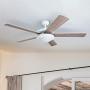 HYATECH 52 Inch Modern Style Indoor Ceiling Fan with Dimmable Light Kit and Remote Control, Reversible Blades and Motor, ETL for Living room, Bedroom, Basement, Kitchen, White
