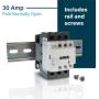 Shopcorp Contactor, 110-120V Coil, Motor Load 32A, Lighting 40A, 50A Bundle with Slotted Steel Zinc Plated DIN Rail, 35 Millimeters x 6 Inches – 1 Piece with 2 Number 10 Screws