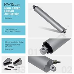 PROGRESSIVE AUTOMATIONS Linear Electric Actuator 12V (1 in. 22 lbs.) High Speed Brushed DC Motor & Sturdy Stroke for Home, Office, AUTOMATIONS, Indoor & Outdoor Applications. PA-15-1-22