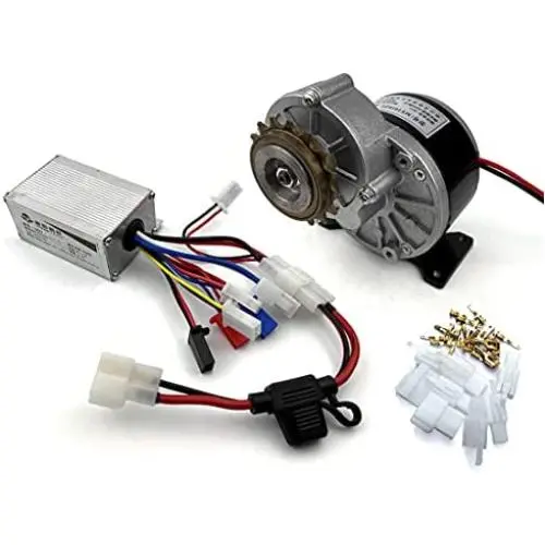 L-faster Freewheel 250W Electric Bicycle Gear Motor with 16 Teeth Flywheel Gear and Electric Brush Controller with Fuse Cable