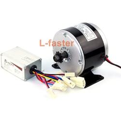 L-faster 24V 250W Electric High Speed DC Motor with Controller Electric Mini Scooter Brushed Motor and Regulator Belt Drive Motor Kit