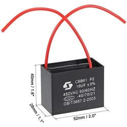 uxcell Ceiling Fan Capacitor CBB61 16uF 450V AC 2 Wires Metallized Polypropylene Film Capacitor 52x40x28mm for Electric Fan Pump Motor Generator 3Pcs
