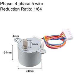 uxcell 2PCS 24BYJ48 DC 5V Reduction Stepper Motor Micro Reducer Motor 4-Phase 5-Wire 1/64 Reduction Ratio
