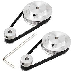 MMOBIEL 2X 2GT Synchronous Timing Belt 200 x 6mm / 7.8 x 0.23inch and Pulley Wheel 20-36 Teeth 5mm Bore Aluminum Timing Pulley Complete Set Incl. 4X M4 Screws and Wrench