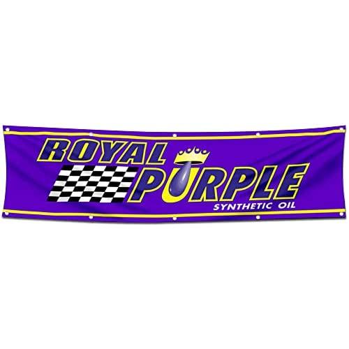 Hiuynn Car Motor Oil Gas Garage workShop Banner Flag Works for Royals Purples Flag Banner 2x8ft Garage Shop Wall Decor Flag