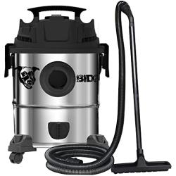 BIDZ 5 Gallon, Powerful 5 Peak HP Motor, 63.5 Water Lift Suction Power, Heavy-Duty Stainless Steel Semi- Commercial Shop Vacuum System, Commercial Grade 8FT Hose