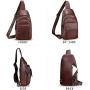 Genuine Leather Sling Bag Crossbody Motorcycle Bag Handmade Chest Bag Hiking Daypack Retro Shoulder Backpack (Coffee)