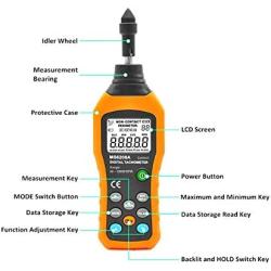 Digital Tachometer Motor Tachometer Gauge PEAKMETER PM6208A Contact Type Tachometer RPM Motor Speed Gauge Tester Meter Data Hold Display Back Light 50-19999RPM