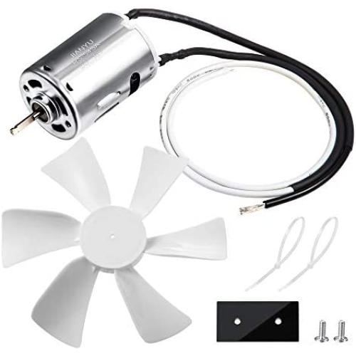 6 inch RV Vent Fan, 12V D-Shaft RV Fan Motor with White Fan Blade, RV Exhaust Fan with 2 Screws 2 Zip Ties and Template for mounting, Replacement Parts for RV Roof Celling Bathroom Exhaust