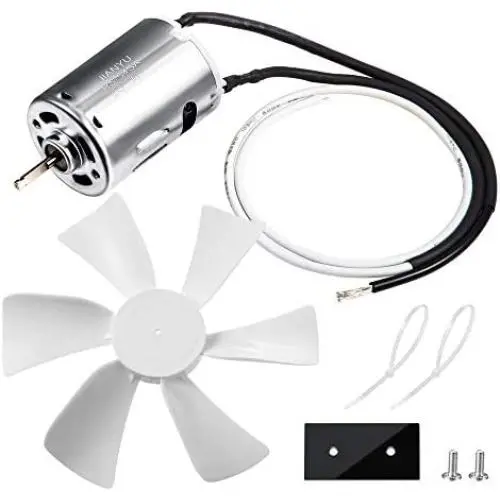 6 inch RV Vent Fan, 12V D-Shaft RV Fan Motor with White Fan Blade, RV Exhaust Fan with 2 Screws 2 Zip Ties and Template for mounting, Replacement Parts for RV Roof Celling Bathroom Exhaust