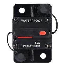 60 Amp Waterproof Circuit Breaker,with Manual Reset,12V-48V DC, for Car Marine Trolling Motors Boat ATV Manual Power Protect for Audio System Fuse