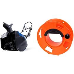 Snow Joe SJ623E 18-Inch 15-Amp Electric Single Stage Snow Thrower w/Headlights, Blue Clearing Width, Motor & Bayco KW-110 Cord Storage Reel with Center Spin Handle, 100-Feet,Orange
