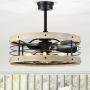 Zulu 25 Inch Cage Imitation Wood Grain Fandelier with Remote