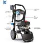 AR Blue Maxx, BM 3000 Electric Pressure Washer, 3000 PSI, 1.3 GPM, 15 AMP, Quick Connect, 15 & 25 Degree Nozzle, Turbo Nozzle, Spray Gun, Foam Cannon, Metal Lance, 25’ Hose, Two Wheel Trolley. 61 lbs