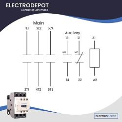 30A Contactor 3 Pole, 110/120V Coil, Motor Load 32A, Lighting 40A, 50A, 600V IEC DIN w 1NO and 1NC Aux Contact