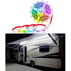 Seagenck RV Led Awning Party Light, Led Awning Strip Light for Camper Motorhome Travel Trailer Concession Stands Food Trucks, Light Up Canopy Area for BBQ Play Cards, 5m(16.4ft), Dc 12v, RGB
