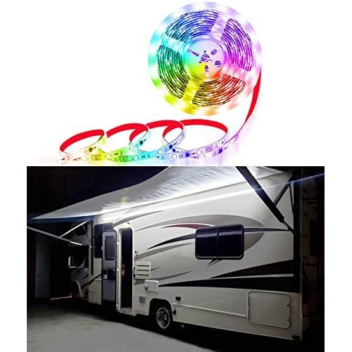 Seagenck RV Led Awning Party Light, Led Awning Strip Light for Camper Motorhome Travel Trailer Concession Stands Food Trucks, Light Up Canopy Area for BBQ Play Cards, 5m(16.4ft), Dc 12v, RGB