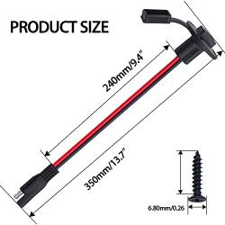 mankk 1ft SAE Power Socket Sidewall Port 12AWG Cable SAE Connector Weatherproof Universal Flush-Mountable Connector with Screws for Solar Generator Battery Charger M-V-012