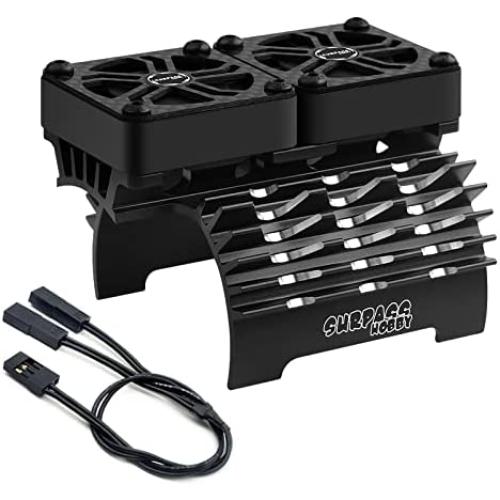 RC Motor Cooling Fans Surpass Hobby 40mm Twin Motor Fan with 5593 5692 Brushless Motor Heatsink for 1/5 1/6 RC Car 55mm 56mm Brushless Motor Update Parts