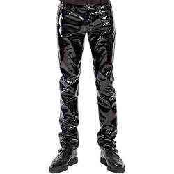 MSemis Mens Faux Leather Pants Punk 80s Rock Skinny Leggings Tight Gothic Motorcycle Biker Pants