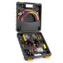 ORION MOTOR TECH R410a Gauges, AC Manifold Gauge Set for R410a Refrigerant, 3 Way AC Gauges R410a Manifold Set with R410a R22 Safety Valves, 3 Hoses, R410a Adapters, Universal Can Tap, AC Recharge Kit