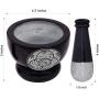 Divit Shilp Mortar and Pestle, Made of Heavy Duty Polished Hard Stone, Natural Stone Grinder for Spices, Pastes, Herbs, Seasoning etc. (Black with Engraving)