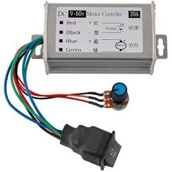 BOJACK Motor Speed Controller 9V-60V 12V 24V 36V 48V 60V Brush Motor Driver Controls Module Motor Pulse Width Modulator Regulator 20A 1200W PWM Monitor Dimmer Governor with Switch Knob