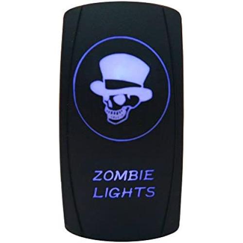 Cllena Car Toggle Switch Laser Blue LED Rocker Switch 5 PINS for Car Motor Boat(Zombie Lights)