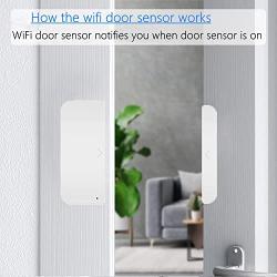 WiFi Door Sensor Smart Window Sensors White No Hub Required Wireless Design Instant Alerts Requires 2.4 GHz Wi-Fi Compatible with Alexa Google Assistant Home Security
