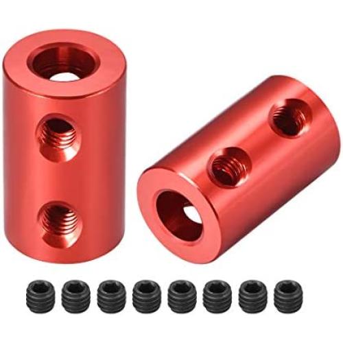 uxcell 6mm to 6mm Bore Rigid Coupling Set Screw L20XD12 Aluminum Alloy,Shaft Coupler Connector,Motor Accessories,Red,2pcs