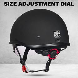 ILM Motorcycle Half Helmet with Sunshield Quick Release Strap Half Face Fit for Cruiser Scooter Harley DOT Approved 883V (Matte Black, Small)