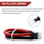 4 AWG Gauge Red + Black Pure Copper Battery Cables Power Inverter Wire Set for Solar, RV, Car, Boat, Automotive, Marine, Motorcycle with 5/16 in Lugs (2PCS, 4 AWG, 12in)