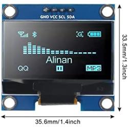 Alinan 2pcs OLED Display Module I2C 4pin 128X64 1.3 Inch Display Module SSD1106 Blue for R3 STM