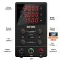 NICE-POWER Adjustable DC Power Supply: 30V 5A Variable Switching Regulated High Precision 4-Digits LED Display 5V/2A USB Port Test Lead Output & Input Power Cord Bench Lab Power Supplies