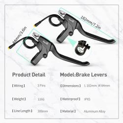 Electric Bike Brake Lever 3 pin Female Waterproof Head Cut Off Power Sensor Compatible with BBS Series Mid-Motor BBS01 BBS02B BBSHD Ebike Kit Parts