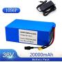 Wnicek 36V 20AH E-Bike Li Battery Pack 20000mAh 10S 6P Lithium-ion Battery with 42V Charger Electric Bicycle Battery Suitable for 650W 500W 350W 250W 200W Motor