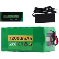Wnicek 24V 12Ah Ebike Lithium Battery 12000mAh 6S5P Electric Bike Battery Pack for 200W 350W Motor for Electric Tools Electric Scooters with Voltage Display+ Charger